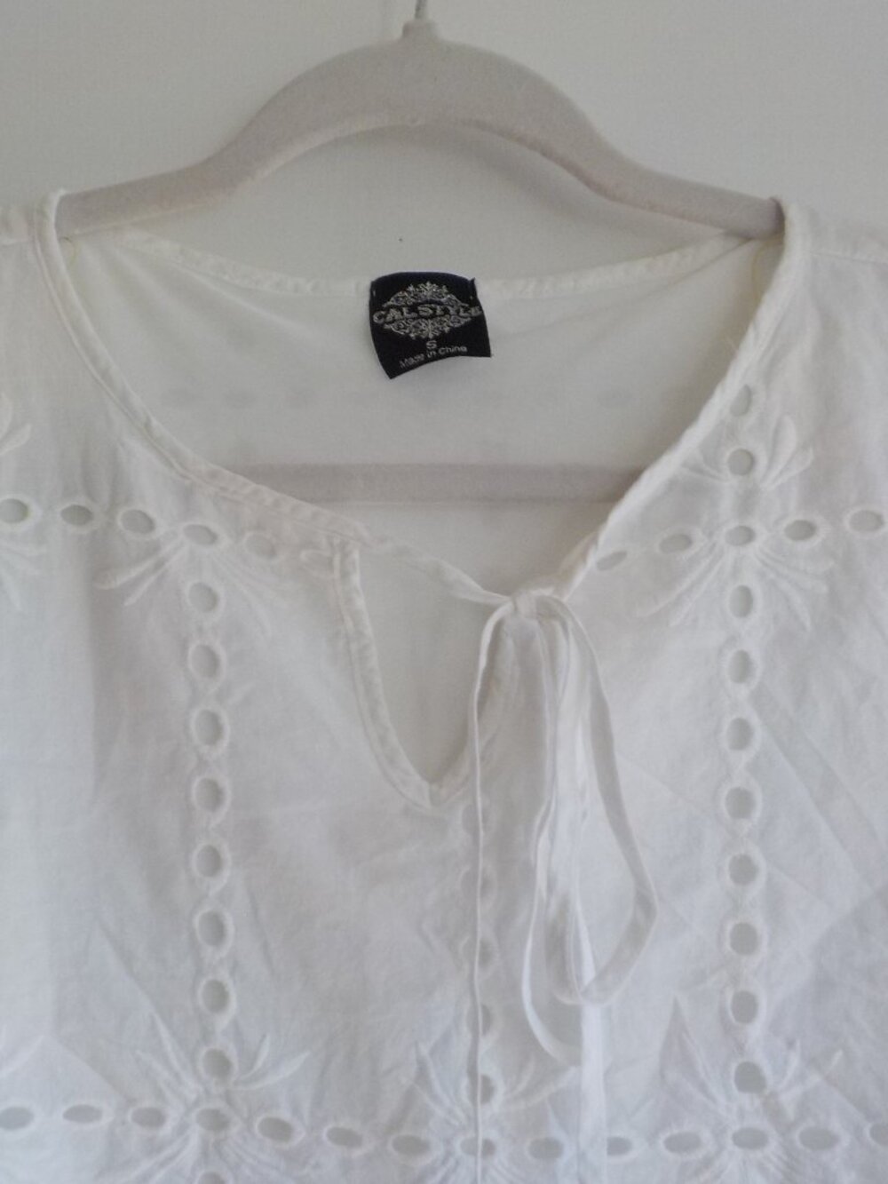 Cal Style Dress Tunic - Small - White Eyelot Boho Ruffle (845) - Picture 2 of 5